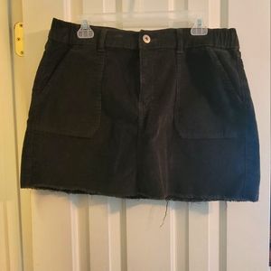 Olive Corduroy Frayed Hem Mini Skirt
